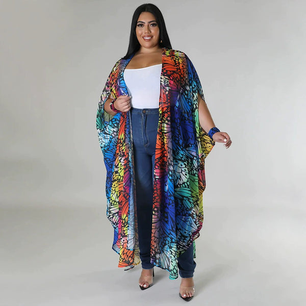 Casual Printed Cardigan 5XL