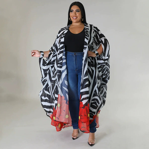 Casual Printed Cardigan 5XL