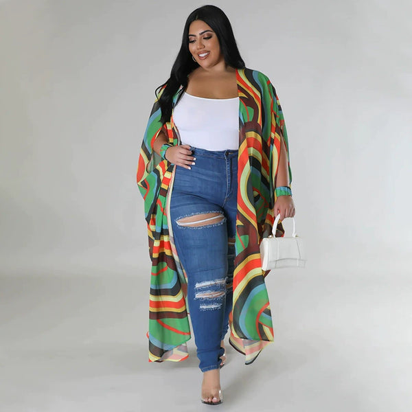 Casual Printed Cardigan 5XL