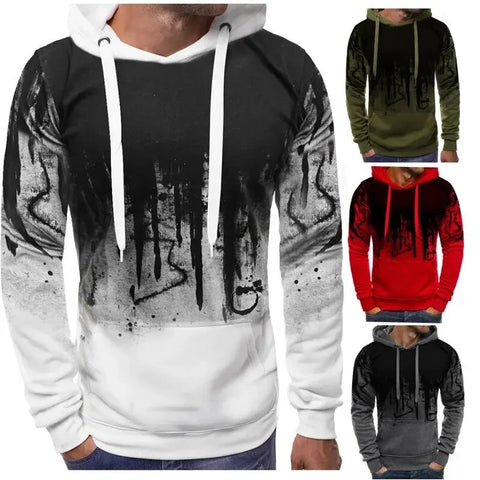 Autumn Gradient Print Men's Hooded Sweatshirt Casual Sportswear