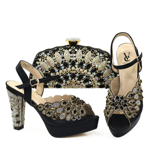 Beautiful Set of Shoes and Evening Bag, Heel Height 10.5CM
