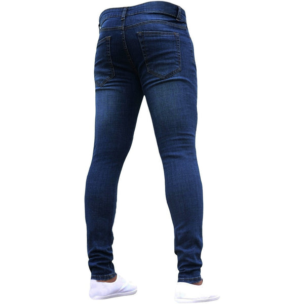 Mens  High Waist Stretch Jeans, Casual Slim Fit