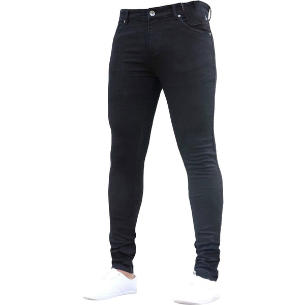 Mens  High Waist Stretch Jeans, Casual Slim Fit